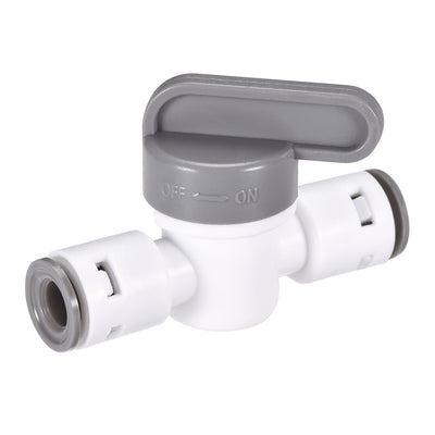 Harfington Uxcell Ball Valve Quick Connect Fitting, 1/4" Tube Outer Diameter, for Water Purifiers, Grey and White 10Pcs