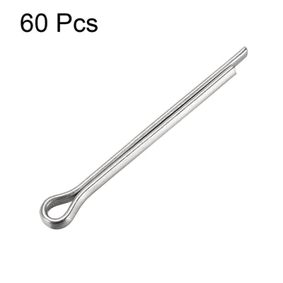 Harfington Uxcell Split Cotter Pin - 3mm x 35mm 304 Stainless Steel 2-Prongs Silver Tone 60Pcs