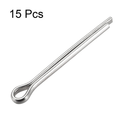 Harfington Uxcell Split Cotter Pin - 5mm x 50mm 304 Stainless Steel 2-Prongs Silver Tone 15Pcs