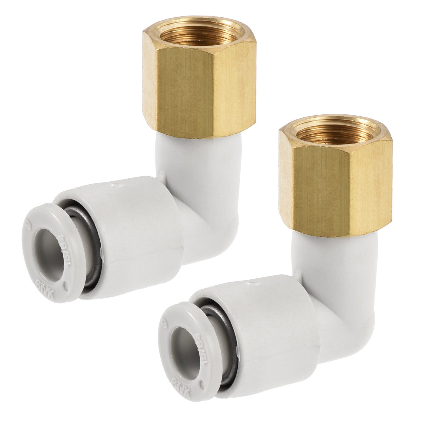 uxcell Uxcell Pneumatic Push to Connect Tube Fittings Elbow 6mm Tube OD x 1/8PT Female 2Pcs