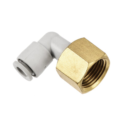 Harfington Uxcell Pneumatic Push to Connect Tube Fittings Elbow 6mm Tube OD x 3/8PT Female 2Pcs