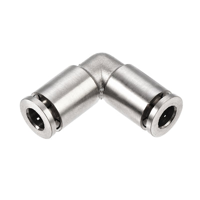 Harfington Uxcell Elbow Push to Connect Tube Fitting Pneumatic Connector 6mm Tube OD Silver Tone 2Pcs