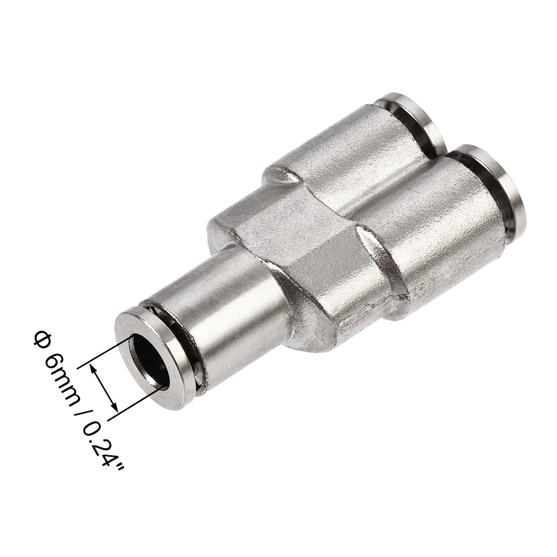 uxcell Uxcell Push to Connect Fittings Y Type Connect 6mm OD Tube Fittings Silver Tone 2Pcs