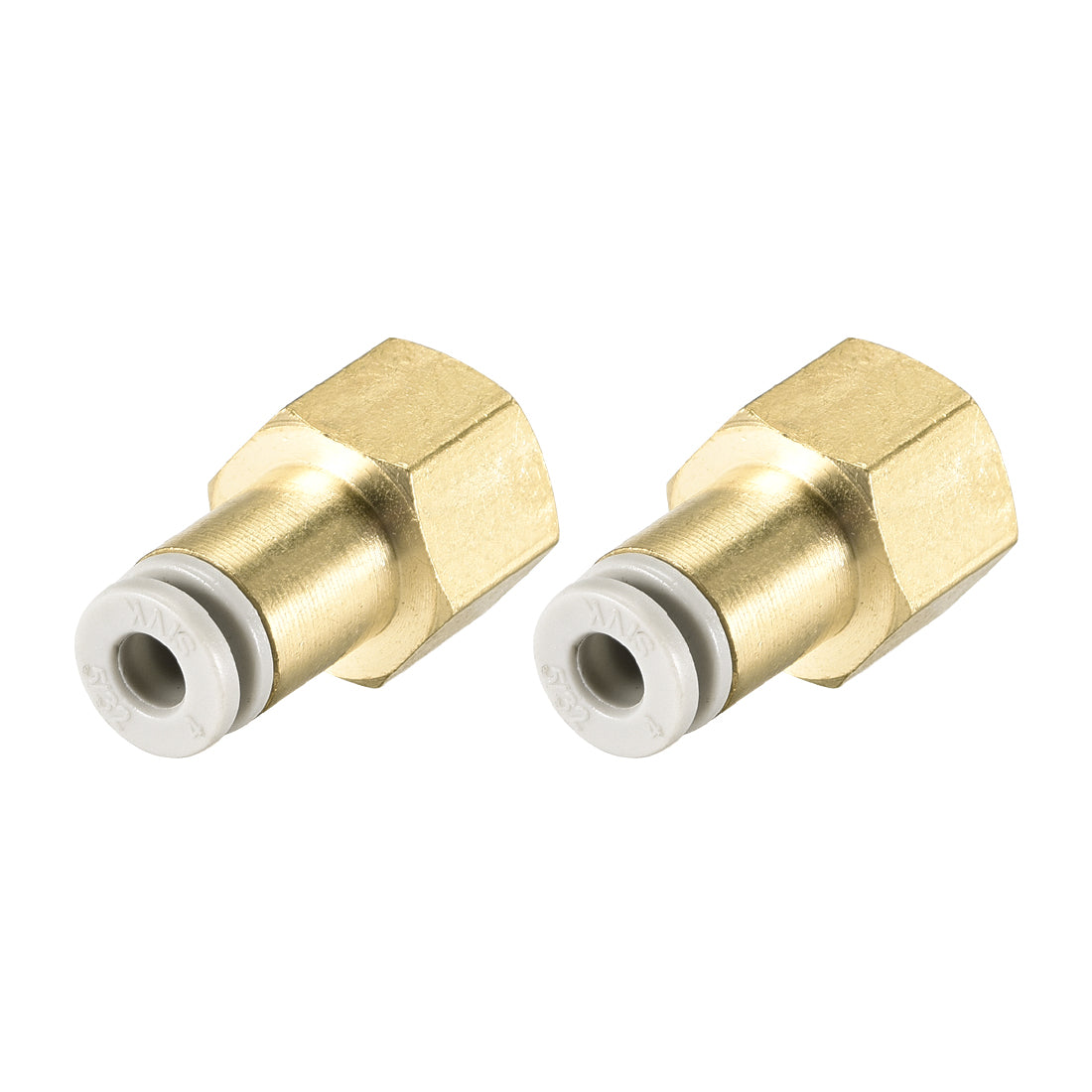 uxcell Uxcell Push to Connect Tube Fittings 4mm Tube OD x 1/8 PT Female Golden Tone 2Pcs