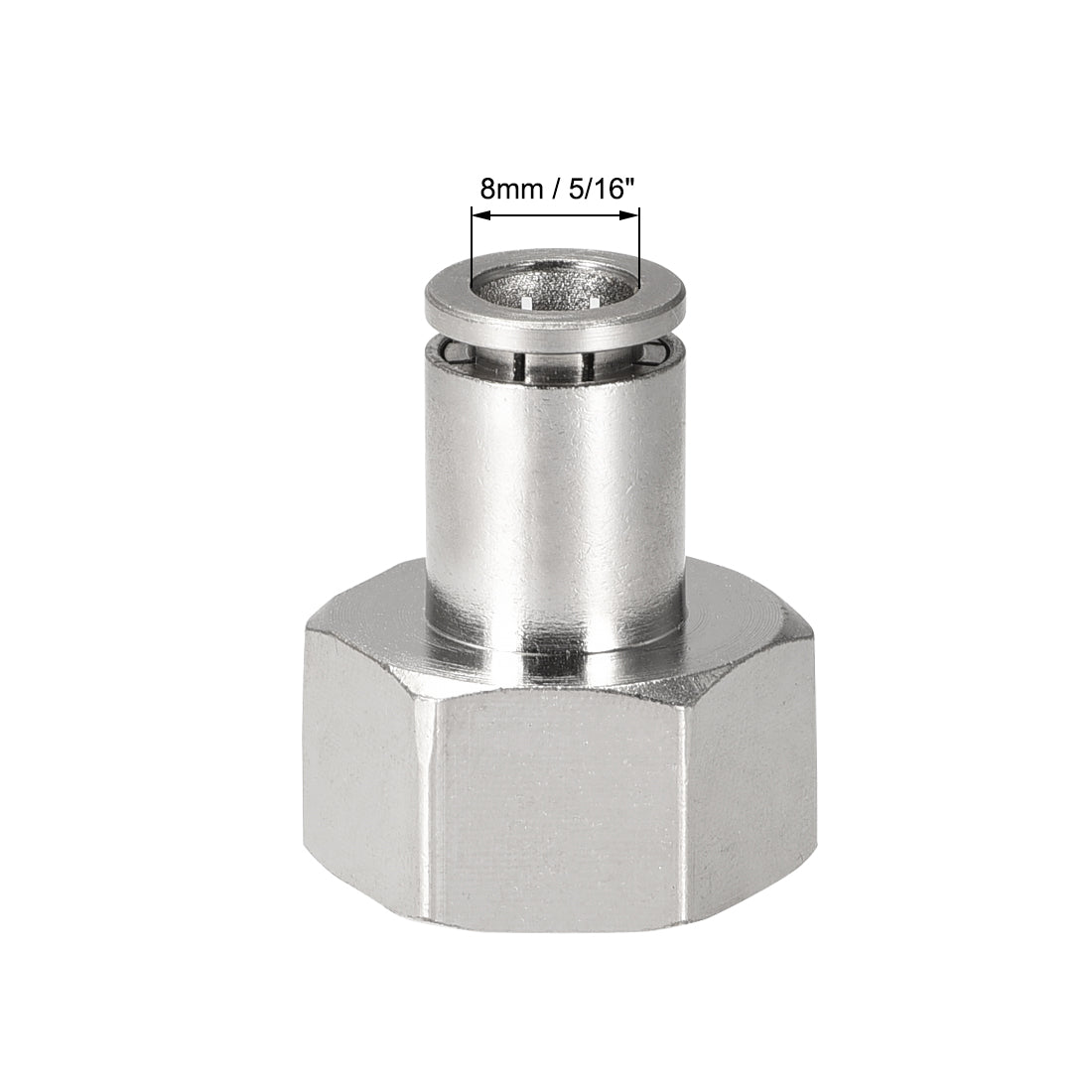 uxcell Uxcell Push to Connect Tube Fittings 8mm Tube OD x 1/2 PT Female Silver Tone 2Pcs