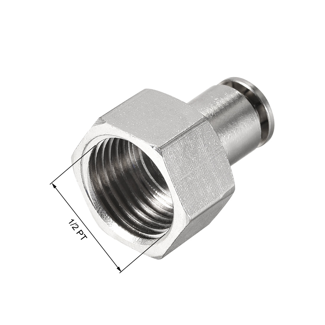 uxcell Uxcell Push to Connect Tube Fittings 8mm Tube OD x 1/2 PT Female Silver Tone 2Pcs