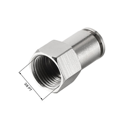 Harfington Uxcell Push to Connect Tube Fittings 10mm Tube OD x 3/8 PT Female Silver Tone 2Pcs