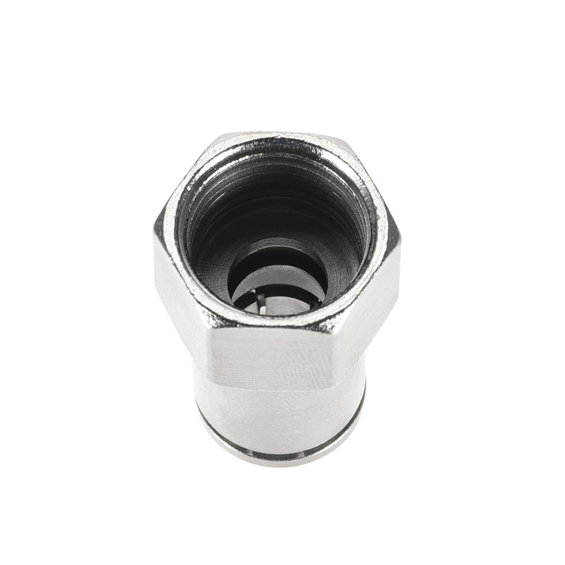 uxcell Uxcell Push to Connect Tube Fittings 10mm Tube OD x 3/8 PT Female Silver Tone 2Pcs