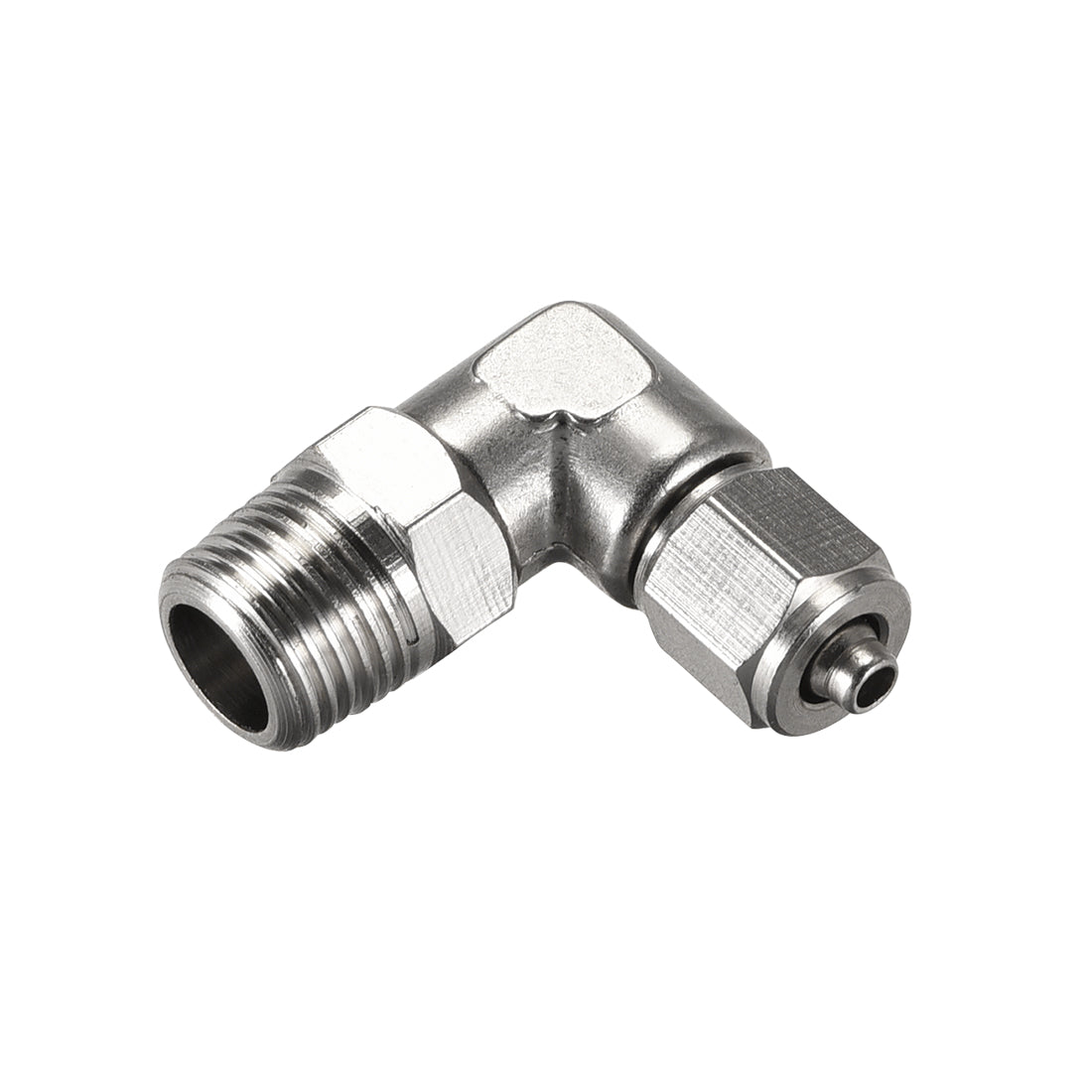 uxcell Uxcell 4mm Tube OD to 1/8PT Male Thread Elbow Quick Fittings Nickel Plated Copper