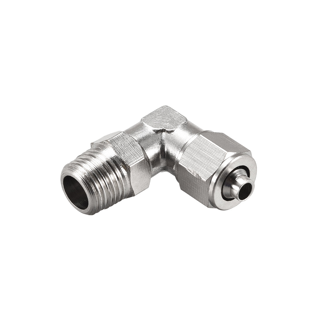 uxcell Uxcell 6mm Tube OD to 1/8PT Male Thread Elbow Quick Fittings Nickel Plated Copper 2Pcs