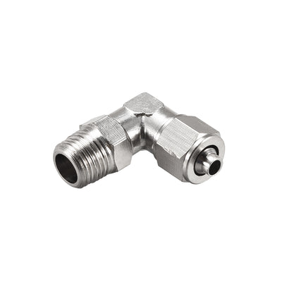 Harfington Uxcell 6mm Tube OD to 1/8PT Male Thread Elbow Quick Fittings Nickel Plated Copper 2Pcs