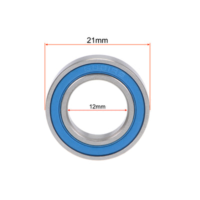 Harfington Uxcell 6801-2RS Ball Bearings 12x21x5mm Double Sealed Chrome Steel Blue Cover P6 5pcs