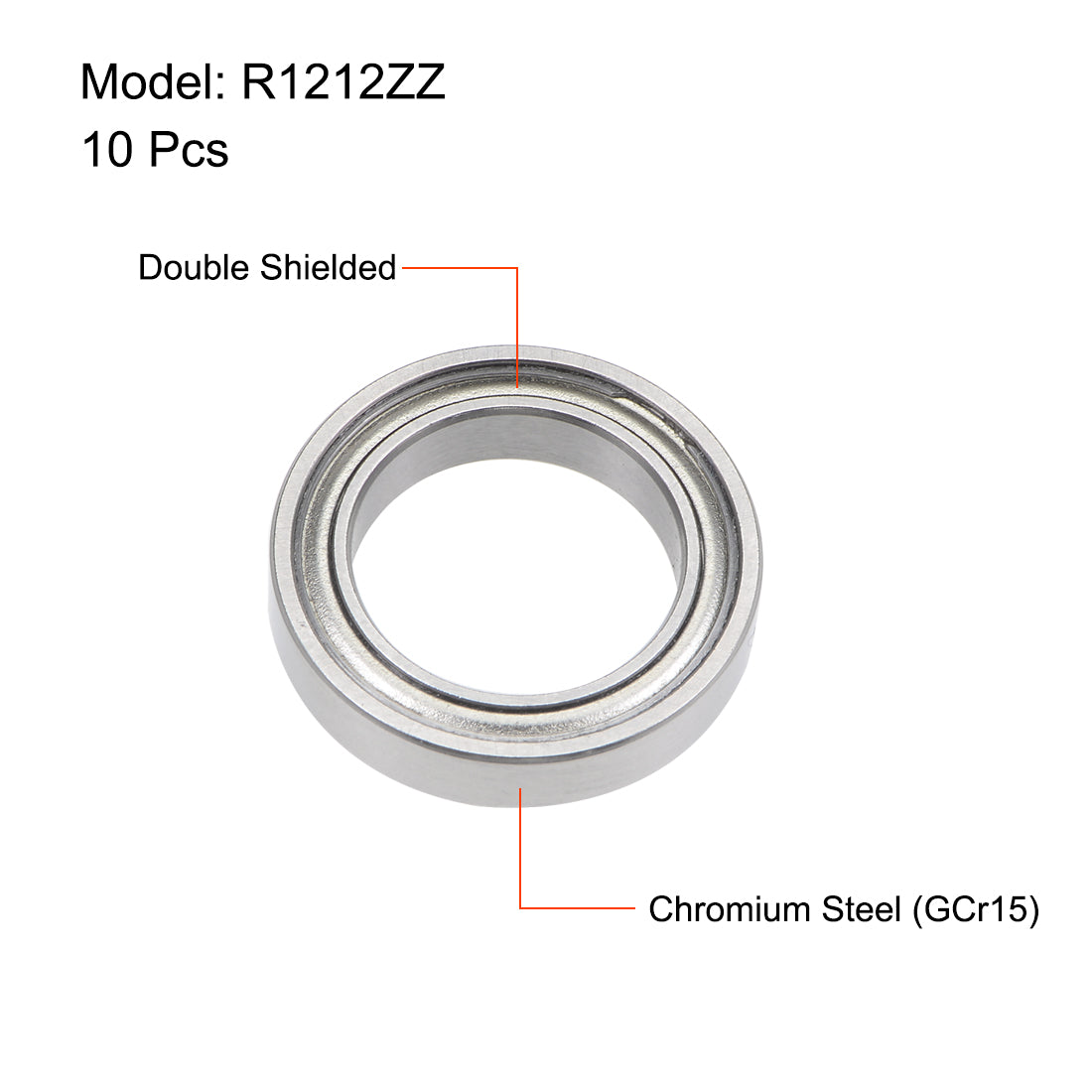 uxcell Uxcell R1212ZZ Ball Bearings 1/2x3/4x5/32" Double Shielded Chrome Steel P6 10pcs