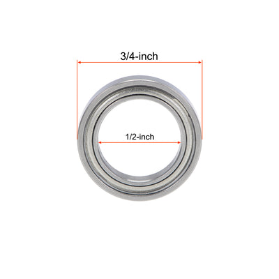 Harfington Uxcell R1212ZZ Ball Bearings 1/2x3/4x5/32" Double Shielded Chrome Steel P6 10pcs