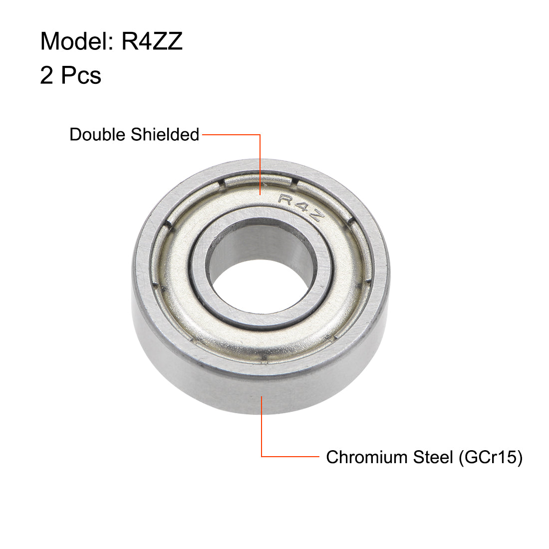 uxcell Uxcell R4ZZ Ball Bearings 1/4x5/8x0.196" Double Shielded Chrome Steel P6 2pcs