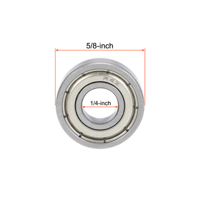 Harfington Uxcell R4ZZ Ball Bearings 1/4x5/8x0.196" Double Shielded Chrome Steel P6 2pcs