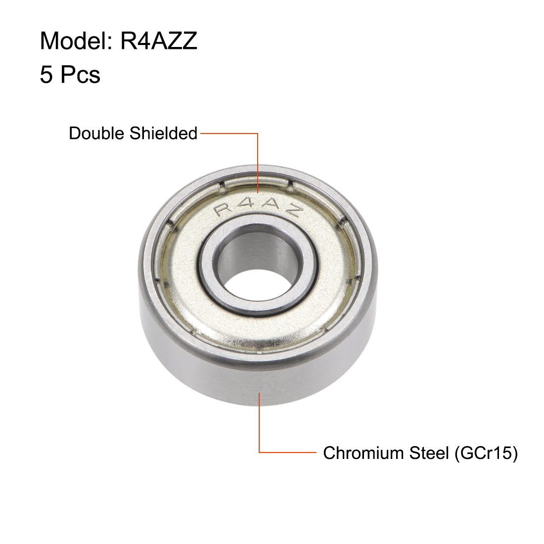 uxcell Uxcell R4AZZ Ball Bearings 1/4x3/4x9/32" Double Shielded Chrome Steel P6 5pcs