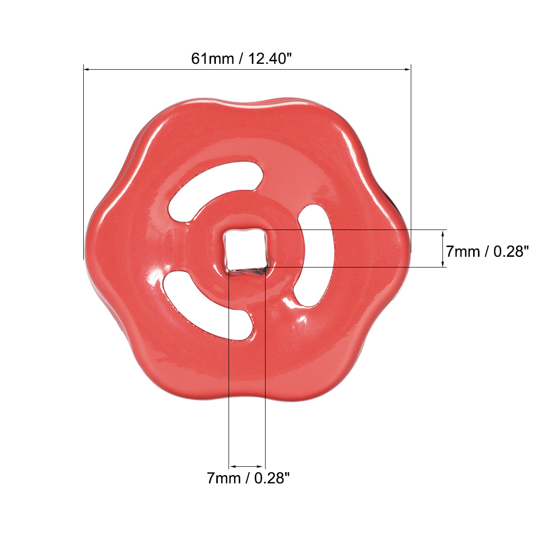 uxcell Uxcell 4Stk. Metall Außenhahn runder Radgriff Quadratische Raspel 7x7mm Rad OD 61mm lackieren Eisen Rot