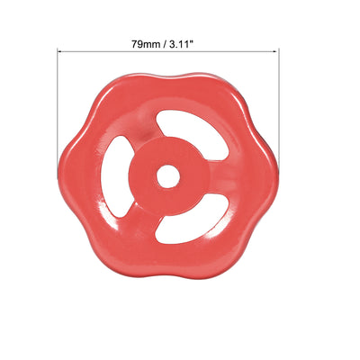 Harfington Uxcell 2 Stück Außenhahn Runder Radgriff Metall, Quadratische Raspel 8x8mm, Rad Außendurchm. 79 mm Eisenrot lackieren