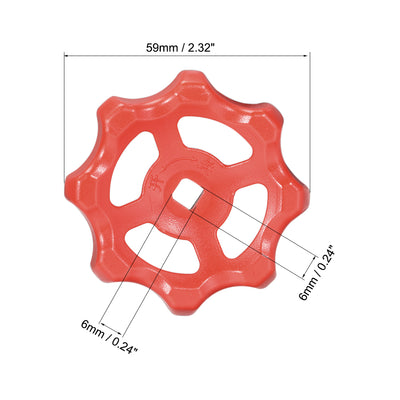 Harfington Uxcell Round Wheel Handle, Square Broach, Wheel OD ABS Red 2Pcs