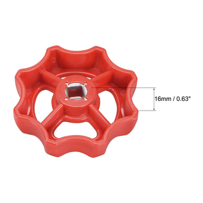 Harfington Uxcell Round Wheel Handle, Square Broach, Wheel OD ABS Red 2Pcs