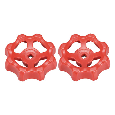 Harfington Uxcell Round Wheel Handle, Square Broach, Wheel OD ABS Red 2Pcs