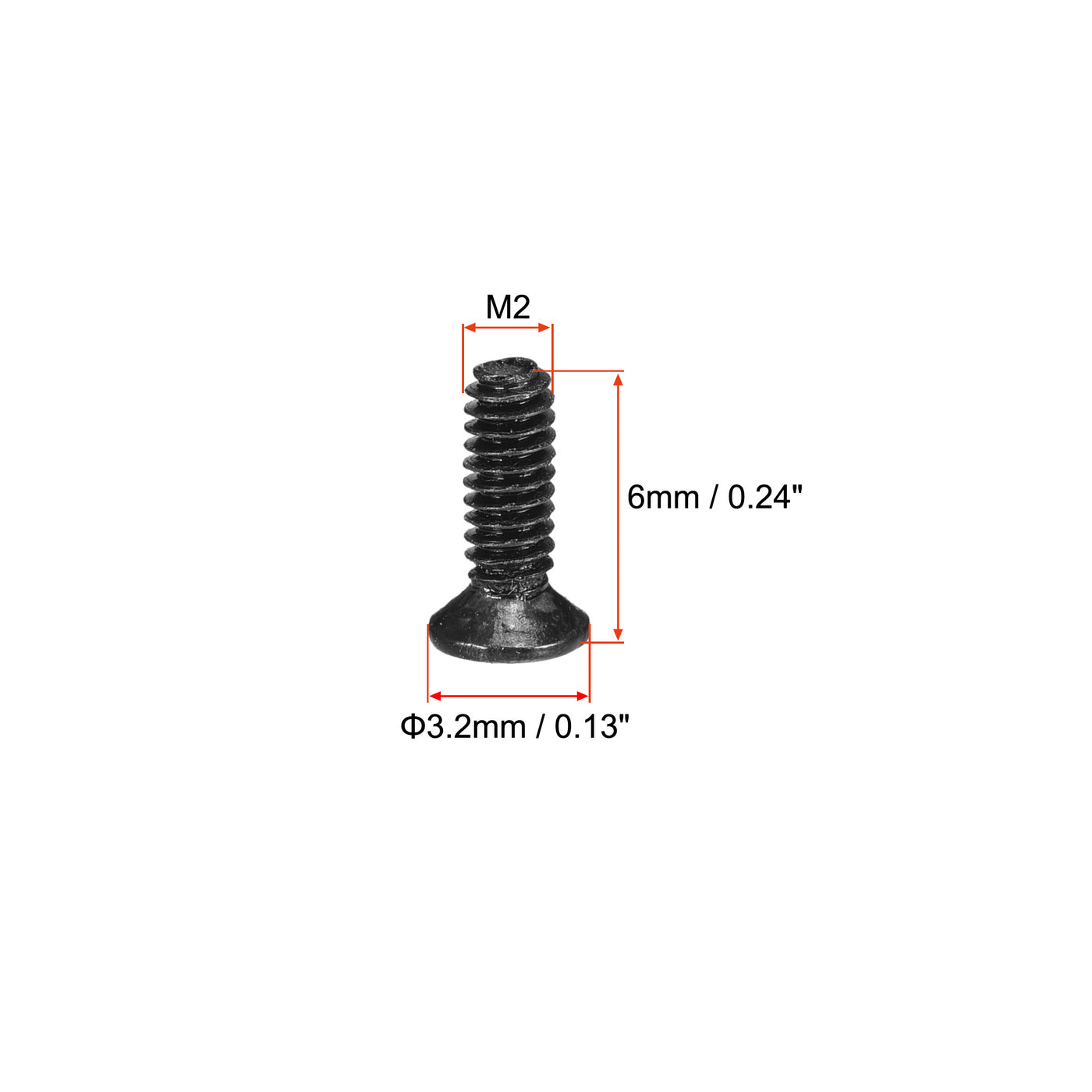 uxcell Uxcell 150Stk. M2 x 6mm Kreuzschlitz Flachkopf Schraubverschluss Schwarz für Laptop PC TV Lüfter Schalter