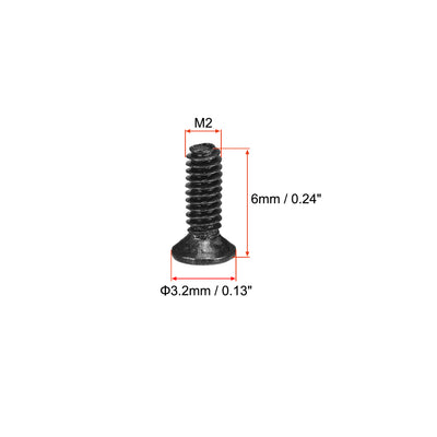 Harfington Uxcell 150Stk. M2 x 6mm Kreuzschlitz Flachkopf Schraubverschluss Schwarz für Laptop PC TV Lüfter Schalter