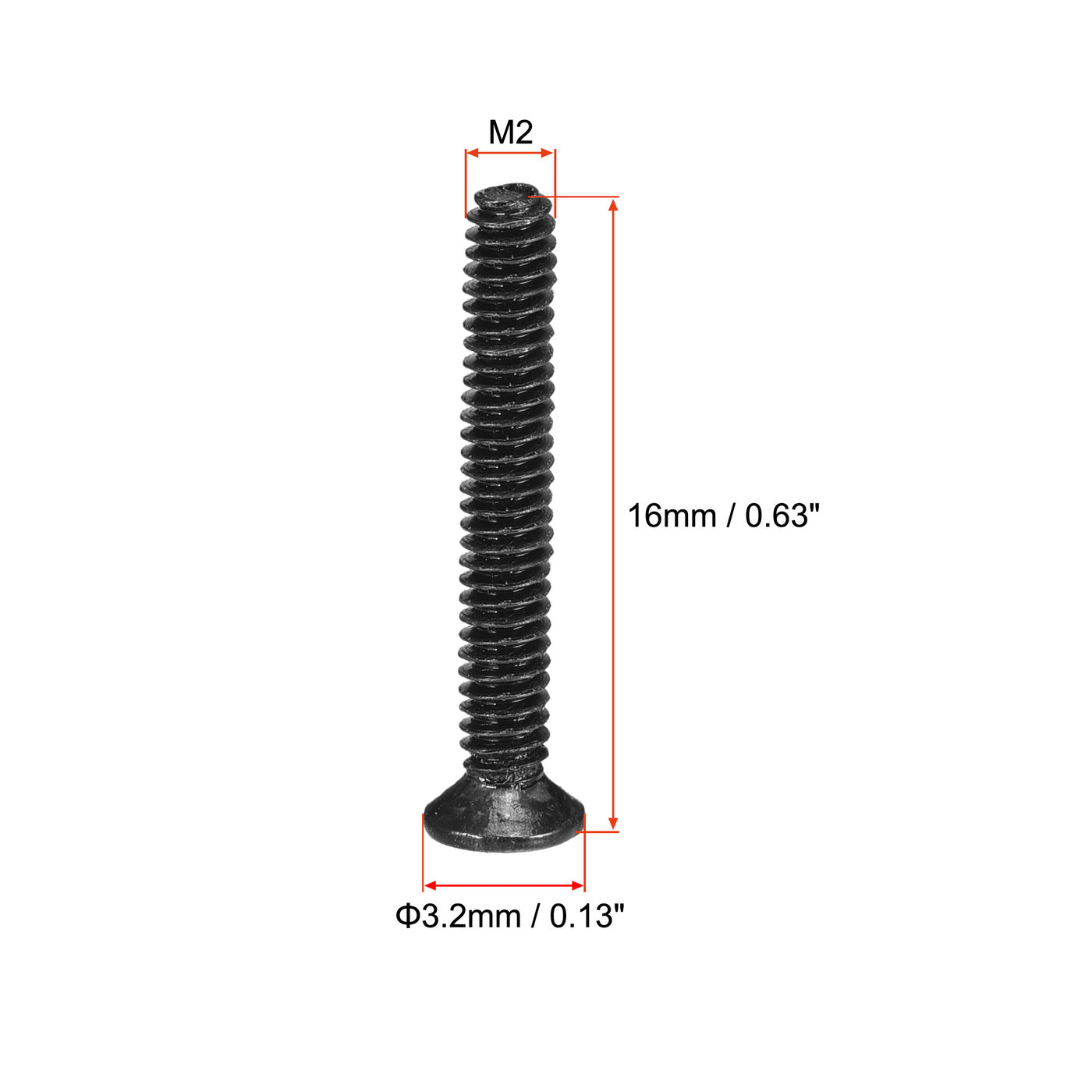 uxcell Uxcell 150Stk. M2 x 16mm Kreuzschlitz Flachkopf Schraubverschluss Schwarz für Laptop PC TV Lüfter Schalter