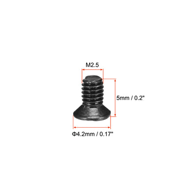 Harfington Uxcell 150Stk. M2.5 x 5mm Kreuzschlitz Flachkopf Schraubverschluss Schwarz für Laptop PC TV Lüfter Schalter