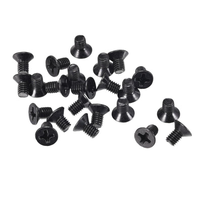 Harfington Uxcell M3.5 x 6mm Phillips Flat Head Screws Carbon Steel Machine Screws Black for Home Office Computer Case Appliance Equipment 50pcs