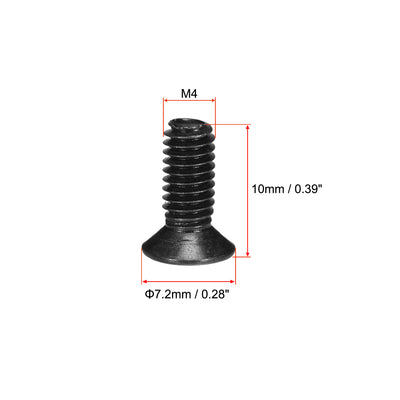 Harfington Uxcell 200Stk. M4 x 10mm Kreuzschlitz Flachkopf Schraubverschluss Schwarz für Laptop PC TV Lüfter Schalter