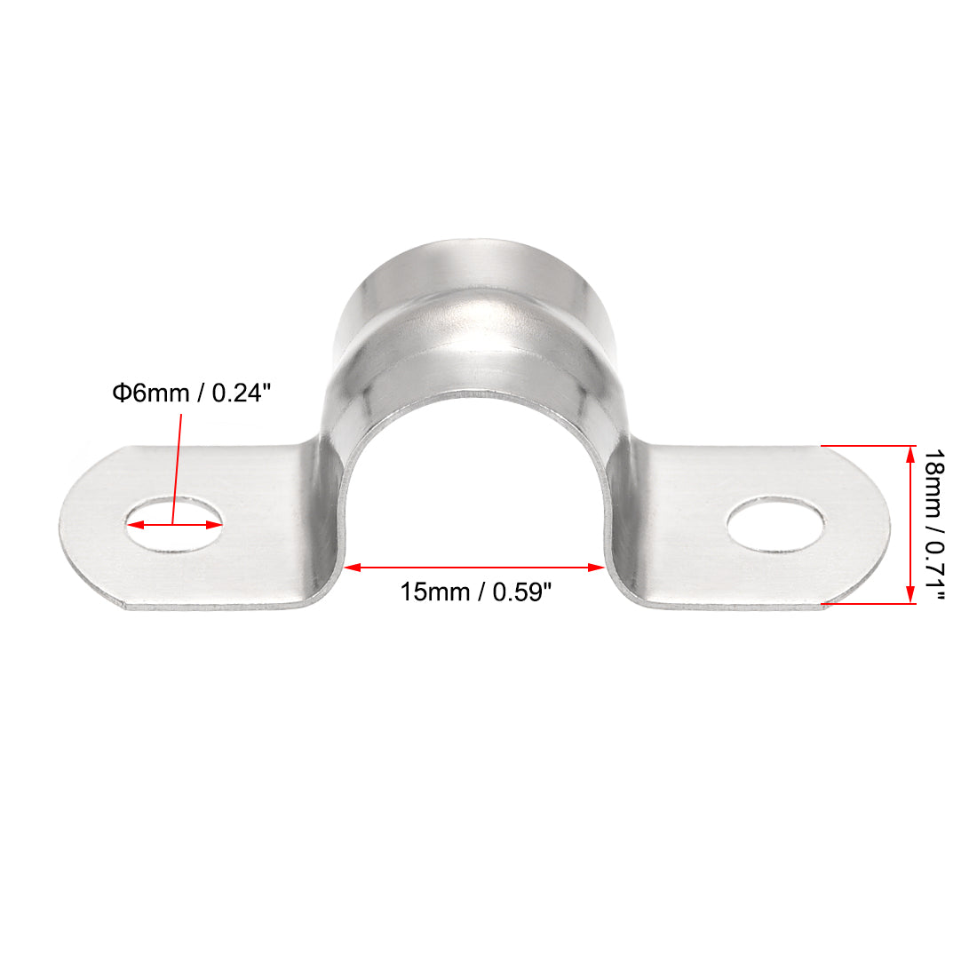 uxcell Uxcell Rigid Pipe Strap 2 Holes Tube Straps 201 Stainless Steel Tension Tube Clip Clamp 16pcs