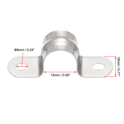 Harfington Uxcell Rigid Pipe Strap 2 Holes Tube Straps 201 Stainless Steel Tension Tube Clip Clamp 16pcs