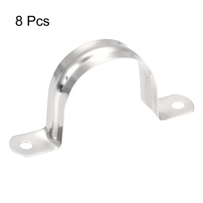 Harfington Uxcell Rigid Pipe Strap, 2 Hole Tube Straps 201 Stainless Steel Tension Tube Clip Clamp 8pcs