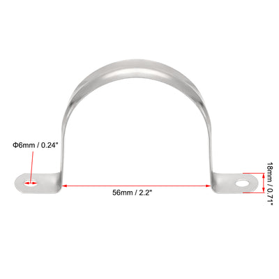 Harfington Uxcell Rigid Pipe Strap, 2 Holes Tube Straps 201 Stainless Steel Tension Tube Clip Clamp 16pcs