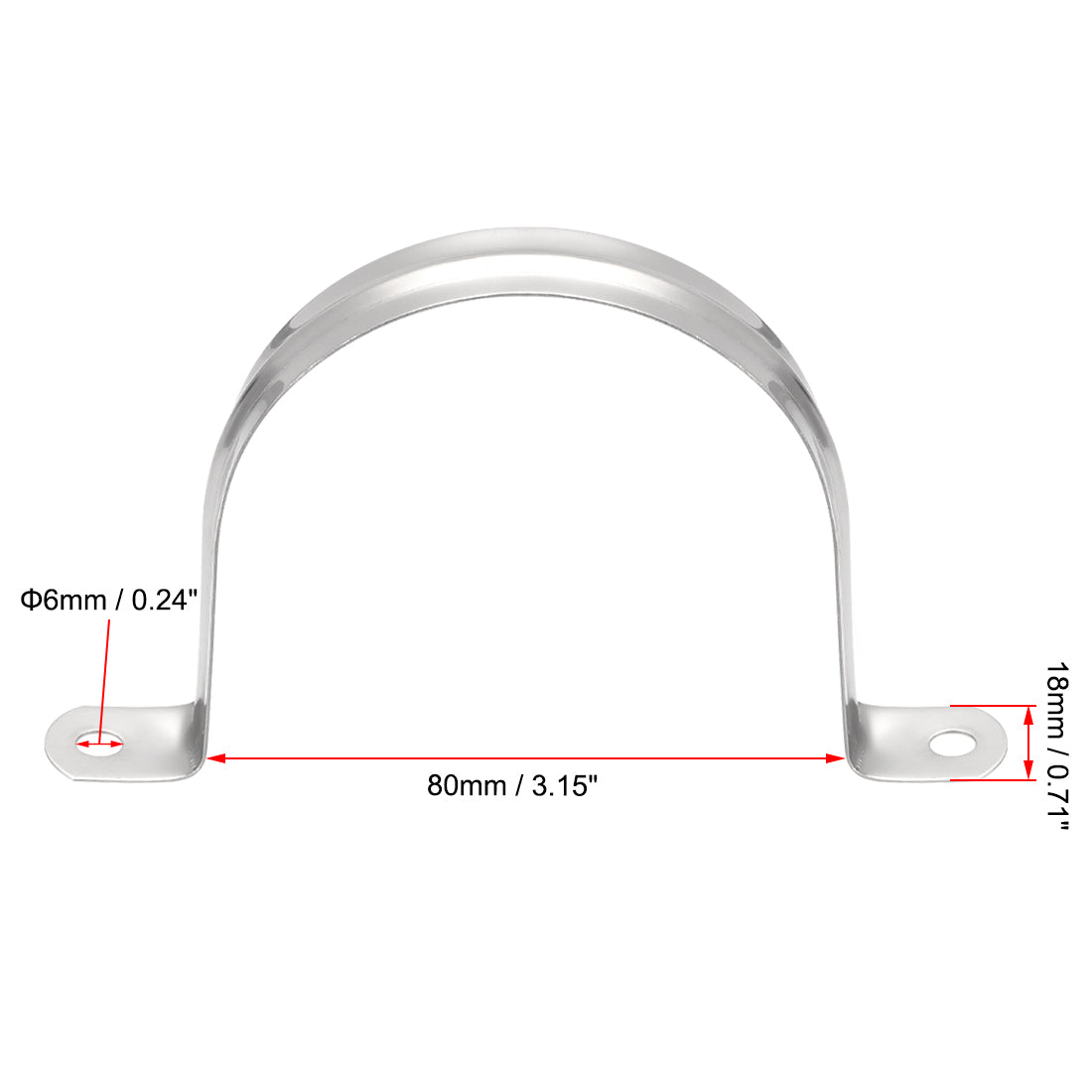 uxcell Uxcell Rigid Pipe Strap, 2 Holes Tube Straps 201 Stainless Steel Tension Tube Clip Clamp 8pcs