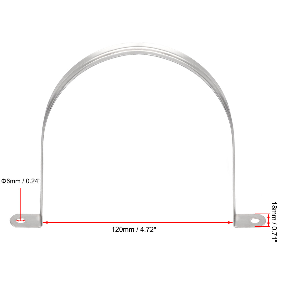 uxcell Uxcell Rigid Pipe Strap, 2 Holes Tube Straps 201 Stainless Steel Tension Tube Clip Clamp 4pcs