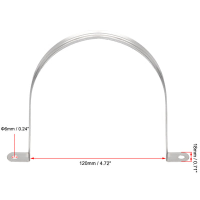 Harfington Uxcell Rigid Pipe Strap, 2 Holes Tube Straps 201 Stainless Steel Tension Tube Clip Clamp 4pcs