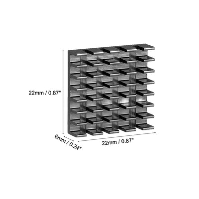 Harfington Uxcell Electronic Radiators Heatsink for MOS GPU IC Chip Black 22 x 22 x 6 mm 5pcs