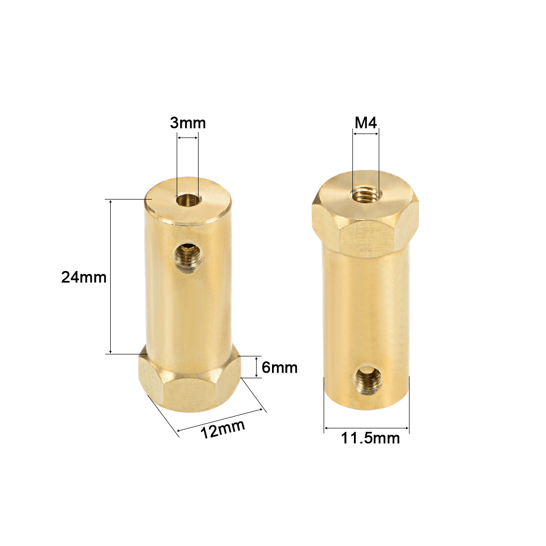 Harfington Sechskantkupplungsmotor, Sechskant-Wellenkupplung aus Messing, flexibler Anschluss für Autoräder, Reifen, Wellenmotor