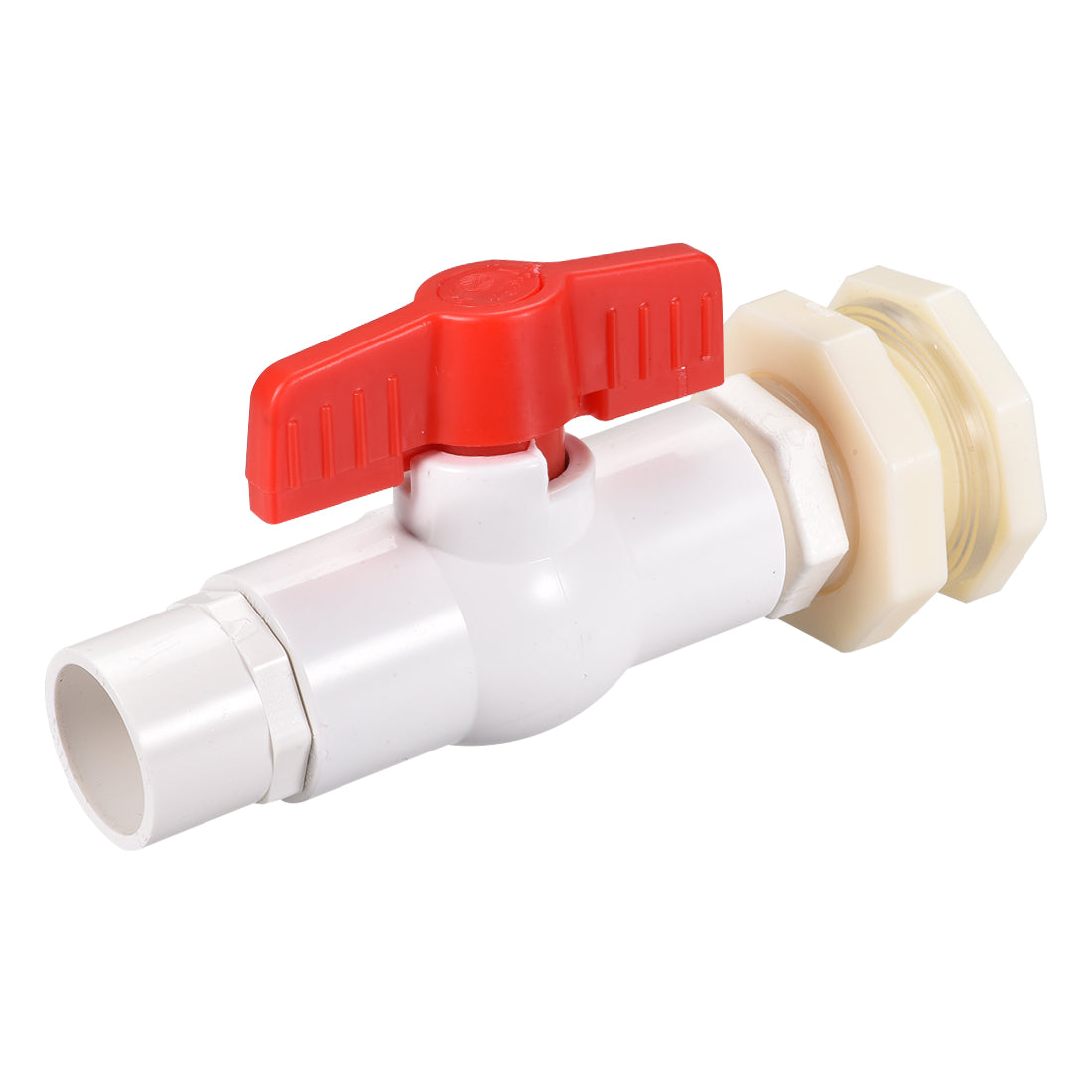 Uxcell Uxcell PVC Ball Valve Connector Spigot Kit G3/4, with Bulkhead, White Red 2Pcs