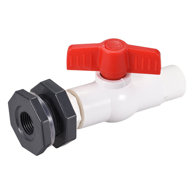 Harfington Uxcell PVC Ball Valve Connector Spigot Kit G1/2, with Bulkhead, Grey White Red