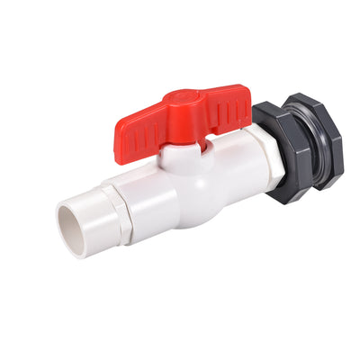 Harfington Uxcell PVC Ball Valve Connector Spigot Kit G1/2, with Bulkhead, Grey White Red 2Pcs