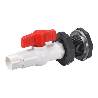 Harfington Uxcell PVC Ball Valve Connector Spigot Kit G1 Lengthen, with Bulkhead, Grey White Red