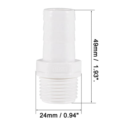 Harfington Uxcell PVC Tube Fitting Adapter 16mm Barbed x G1/2 Male White for Aquariums, Water Tanks, Tubs, Pools 2Pcs