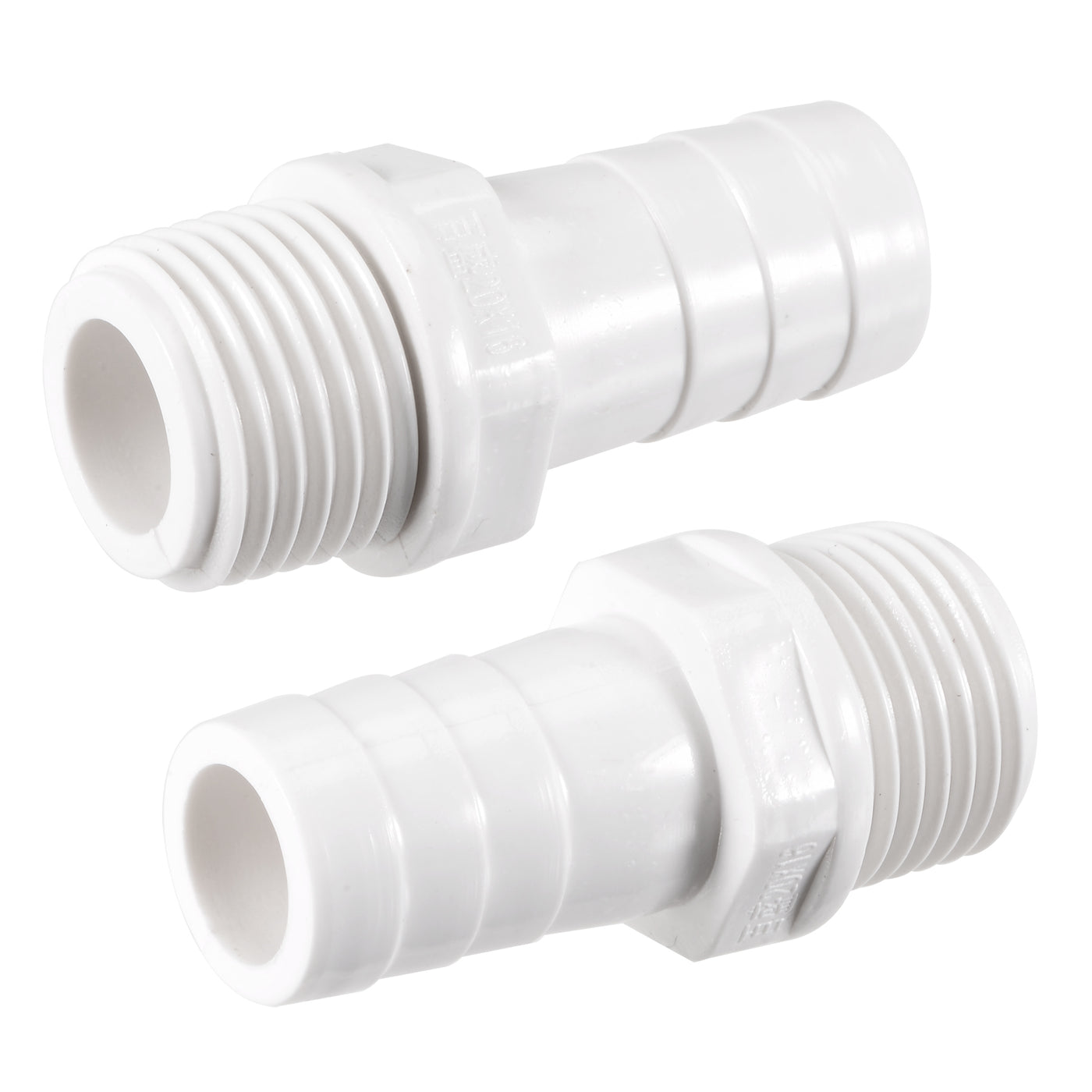 uxcell Uxcell PVC Tube Fitting Adapter 16mm Barbed x G1/2 Male White for Aquariums, Water Tanks, Tubs, Pools 2Pcs