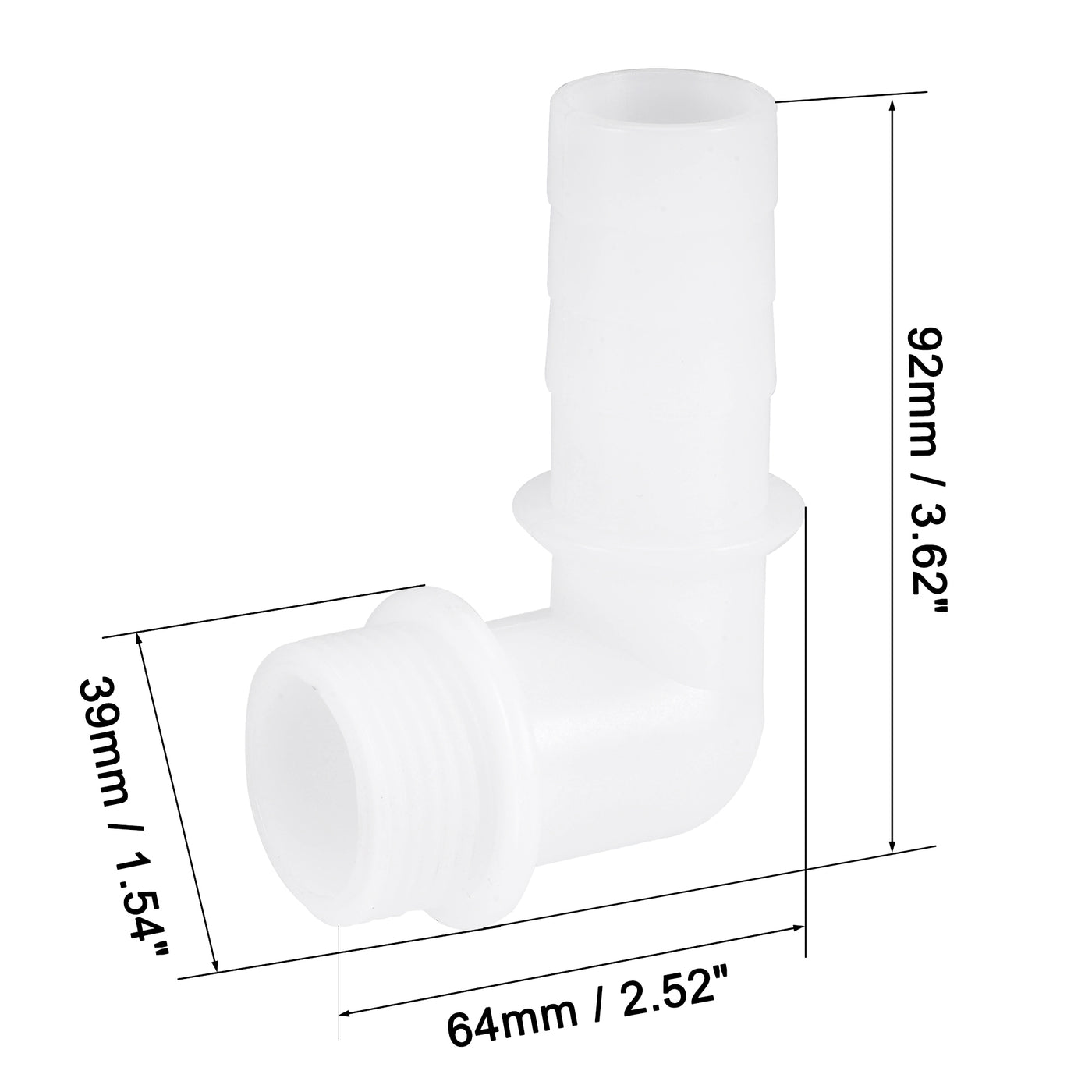 uxcell Uxcell PVC Tube Fitting 90 Degree Elbow Adapter 25mm Barbed x G1 Male White for Aquariums, Water Tanks, Tubs, Pools