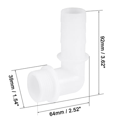 Harfington Uxcell PVC Tube Fitting 90 Degree Elbow Adapter 25mm Barbed x G1 Male White for Aquariums, Water Tanks, Tubs, Pools