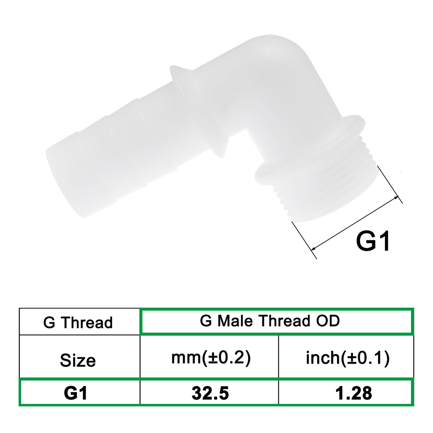 uxcell Uxcell PVC Tube Fitting 90 Degree Elbow Adapter 25mm Barbed x G1 Male White for Aquariums, Water Tanks, Tubs, Pools